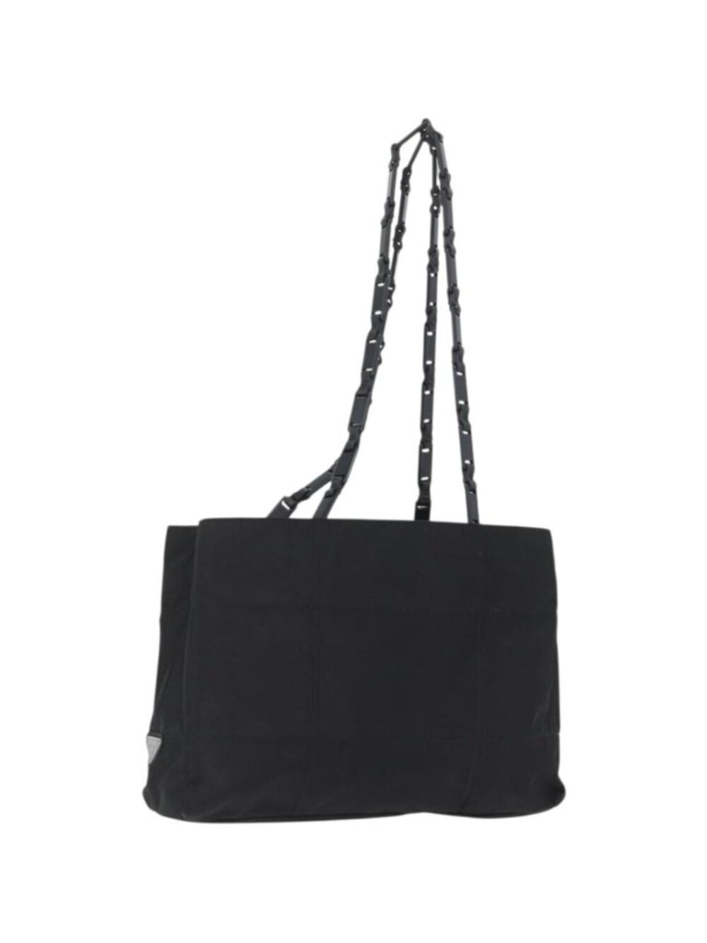 PRADA Tote Bag Nylon Black Silver